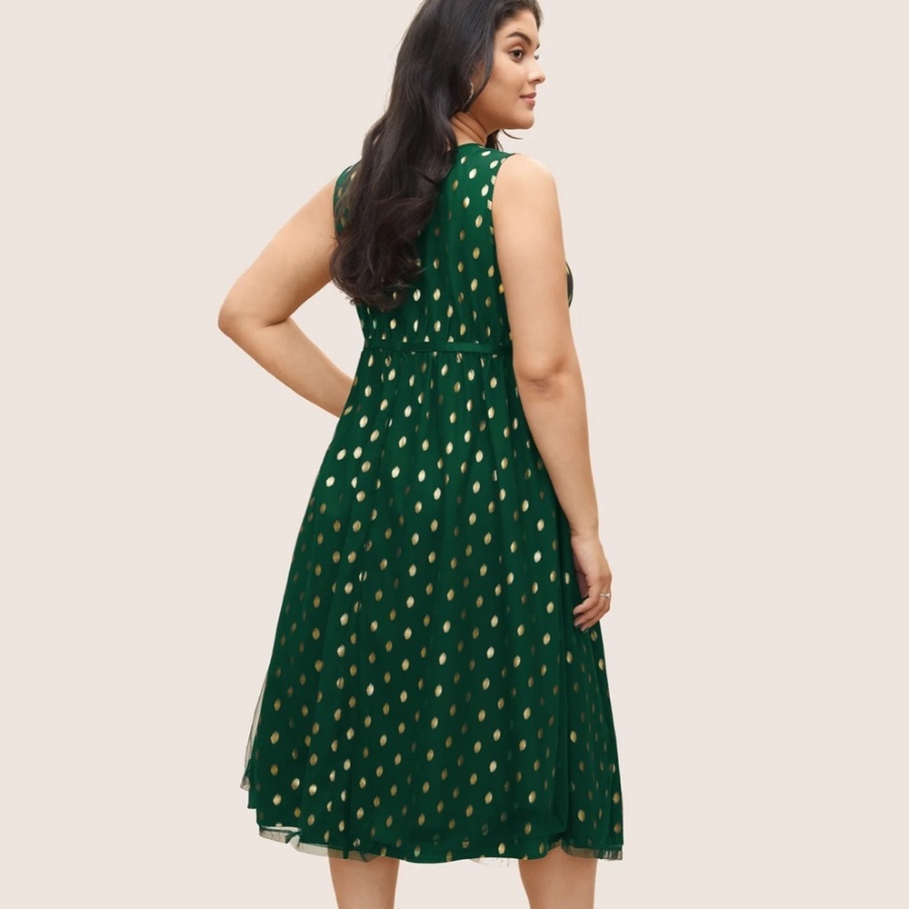 BloomChic Glitter Polka Dot Pocket Patchwork Tank Dress - Picture 2 of 4